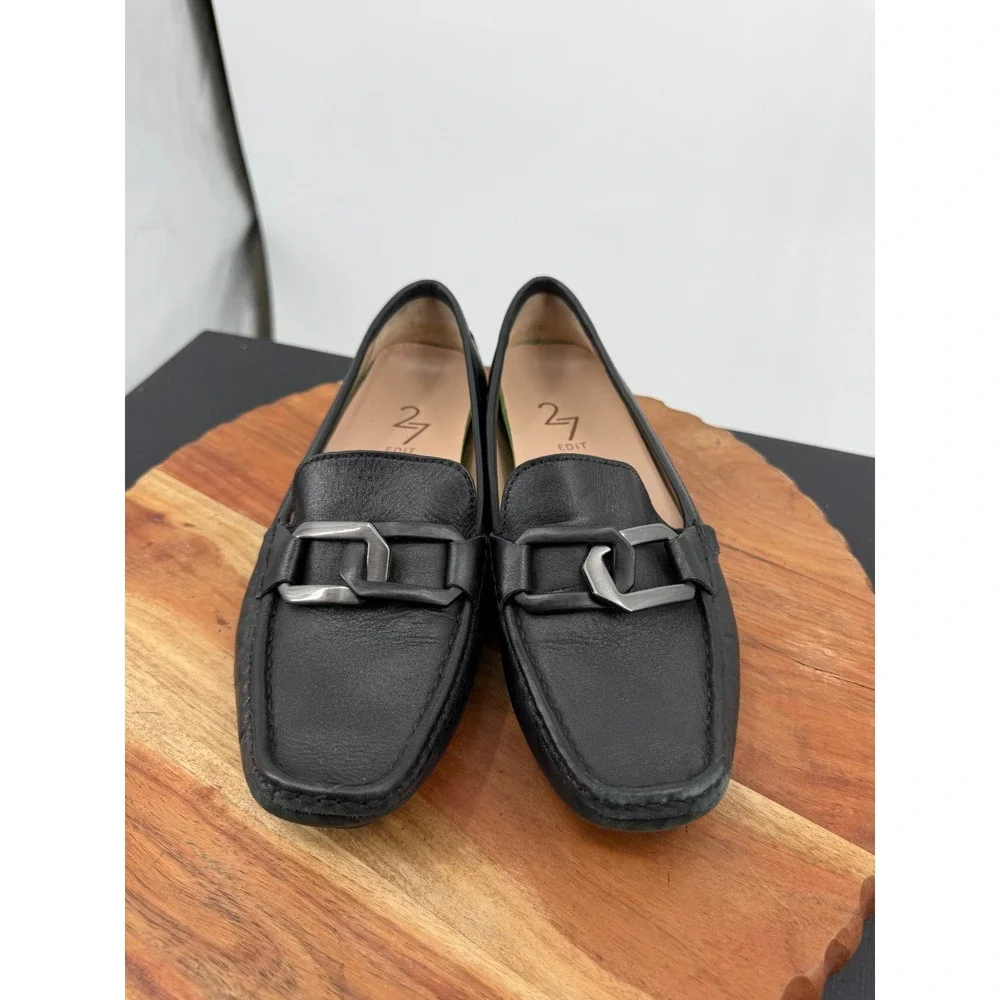 Naturalizer 27 Edit Hellen 2 Loafers Womens 6.5M Black Leather Chain‎ Link Flats
